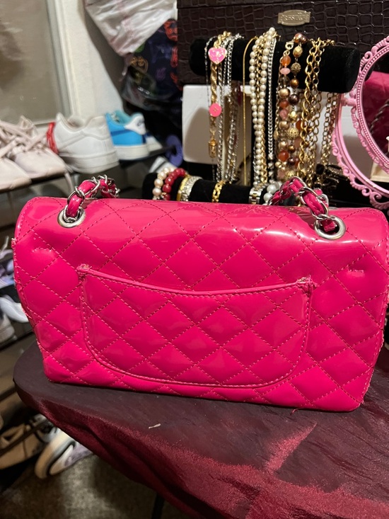 Quilted Chain-Accent Shoulder Bag in Hot Pink - Picture 2 of 6